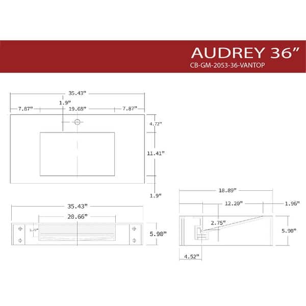 Audrey 36" 72" Solid Surface Bathroom Vanity Top Bed Bath & Beyond